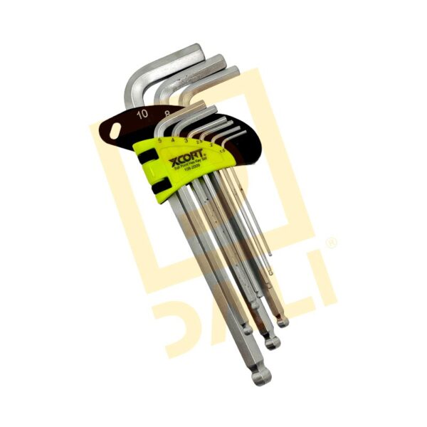 Juego llaves hexagonales Allen extremo de bola brazo largo (9pcs) Mod. 108-2009