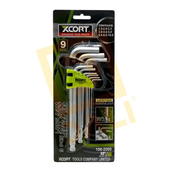 Juego llaves hexagonales Allen extremo de bola brazo largo (9pcs) Mod. 108-2009 - Imagen 2
