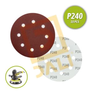 Hojas de lija para lijadora orbital 180mm grano 240 XCORT® (10pcs) Mod. XAAP180240